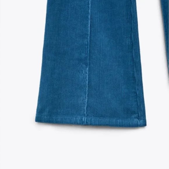 LAST CHANCE ⚡️ Zara Wide Leg Corduroy Pants Duck Blue US 4 - Picture 4 of 5